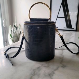 Black faux leather purse